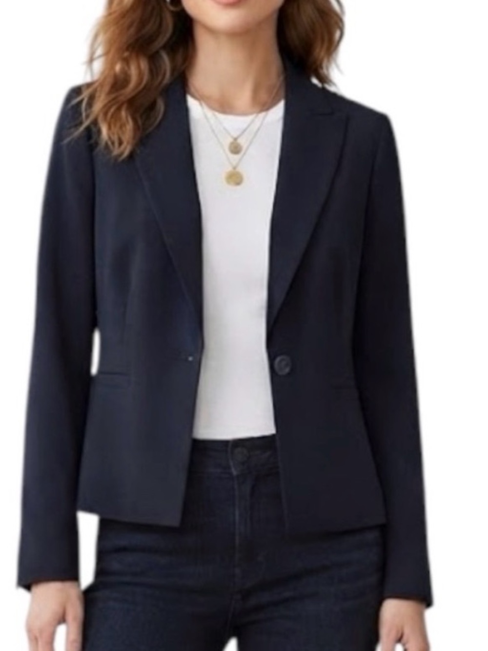 S.OLIVER BLACK LABEL Navy Blue Single Button Tailored Blazer Suit Jacket 6